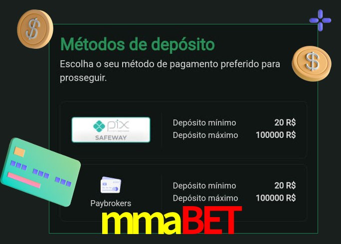 O cassino mmabet oferece uma grande variedade de métodos de pagamento